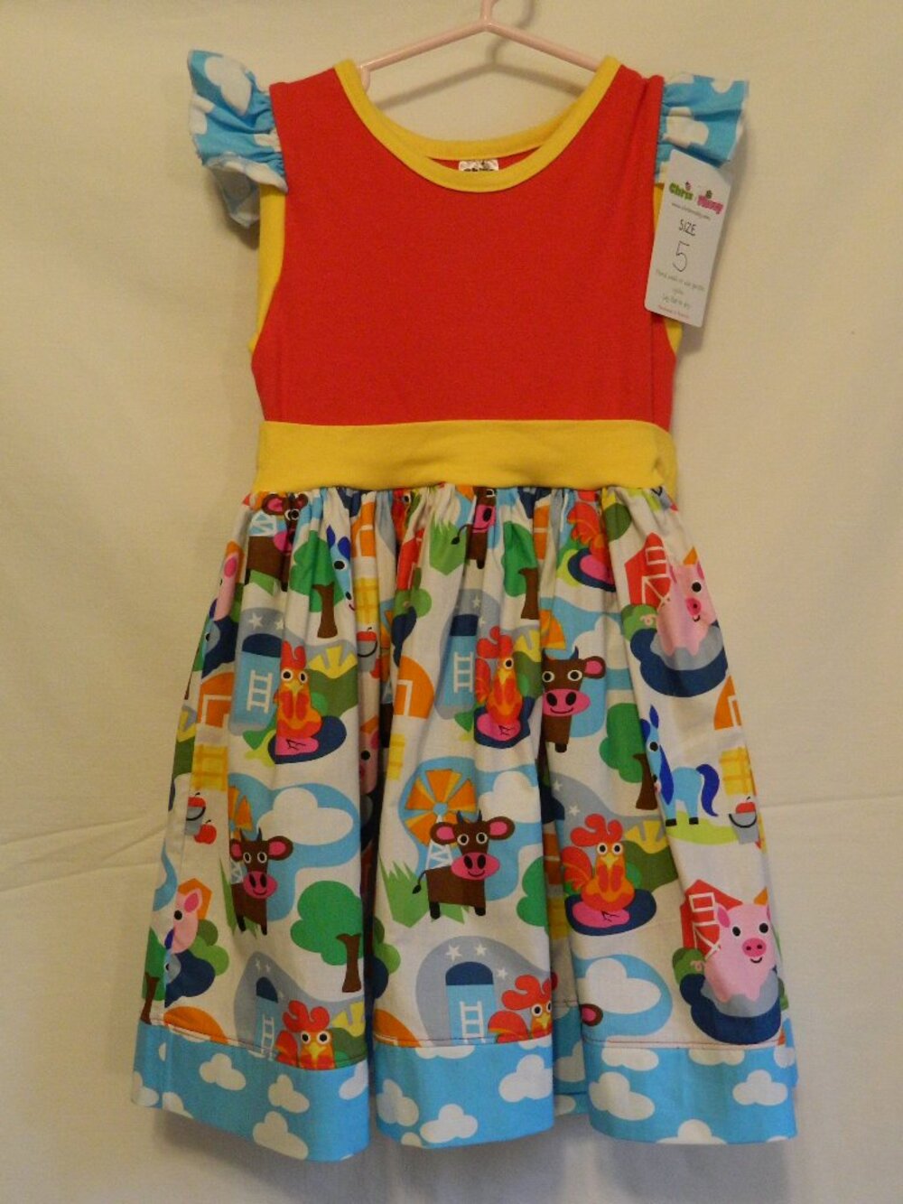 Girls size 5 Dress Cartoon Farm Animals Cow Chicken Pig Horse NWT Chris n Missy